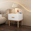 Table de chevet blanche moderne avec tiroir et pieds en bois, table de chevet minimaliste avec poignée pour chambre à coucher, salon, appartement