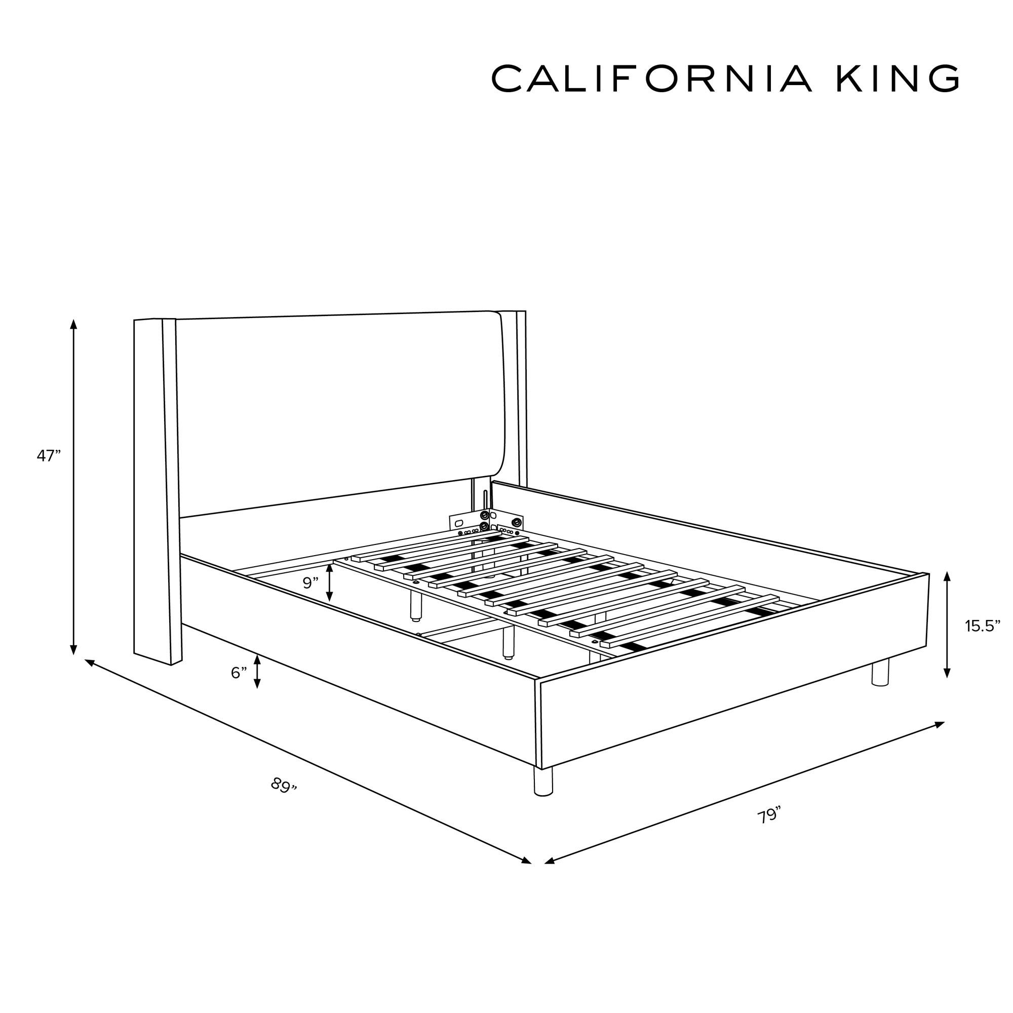 Hanson Upholstered Wingback Platform Bed, California King, Classic Lilac Linen