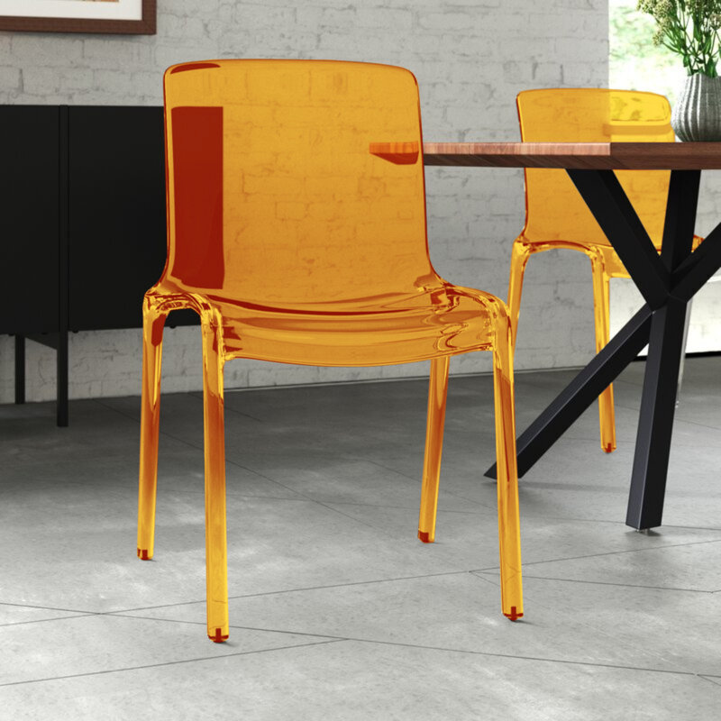 Lade Transparent Plastic Stackable Dining Chair with Waterfall Edge Seat – Lightweight Versatile Accent & Kitchen Side Chair, No Assembly Required