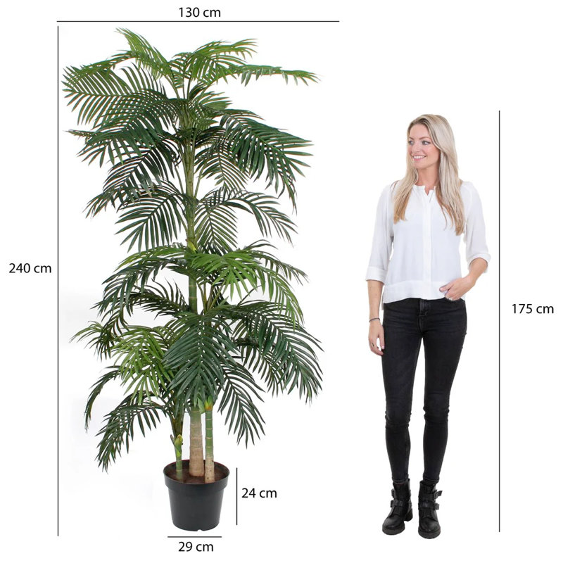 Faux Palm Plant in Pot, 240cm H x 130cm W x 130cm D