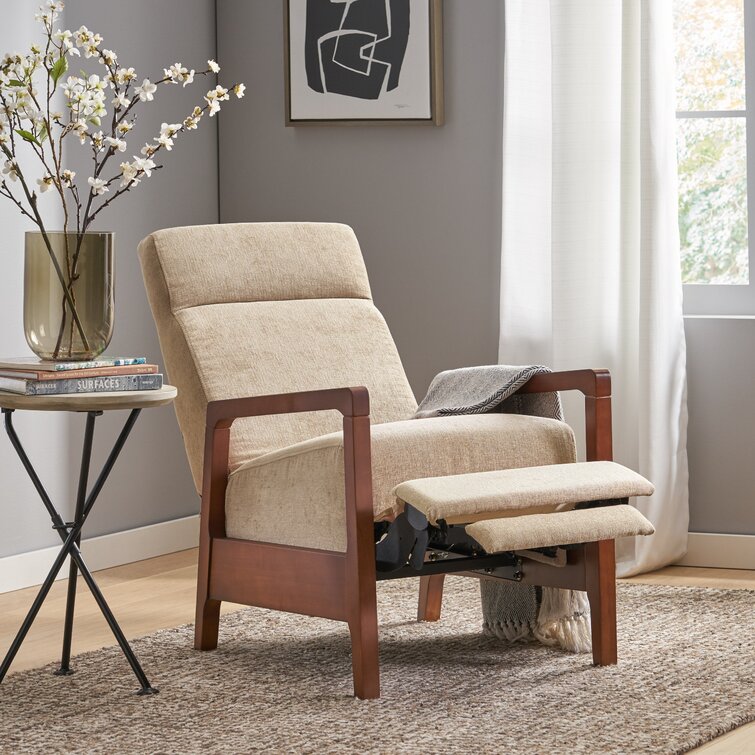 Latitude Run® Wood-Framed Upholstered Recliner Chair With Thick Seat Cushion  and Backrest