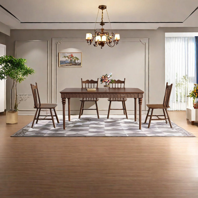 Ensemble de table de salle à manger en bois d'hévéa, Tanné, H 29,92 po x L 55,12 po x l 33,46 po