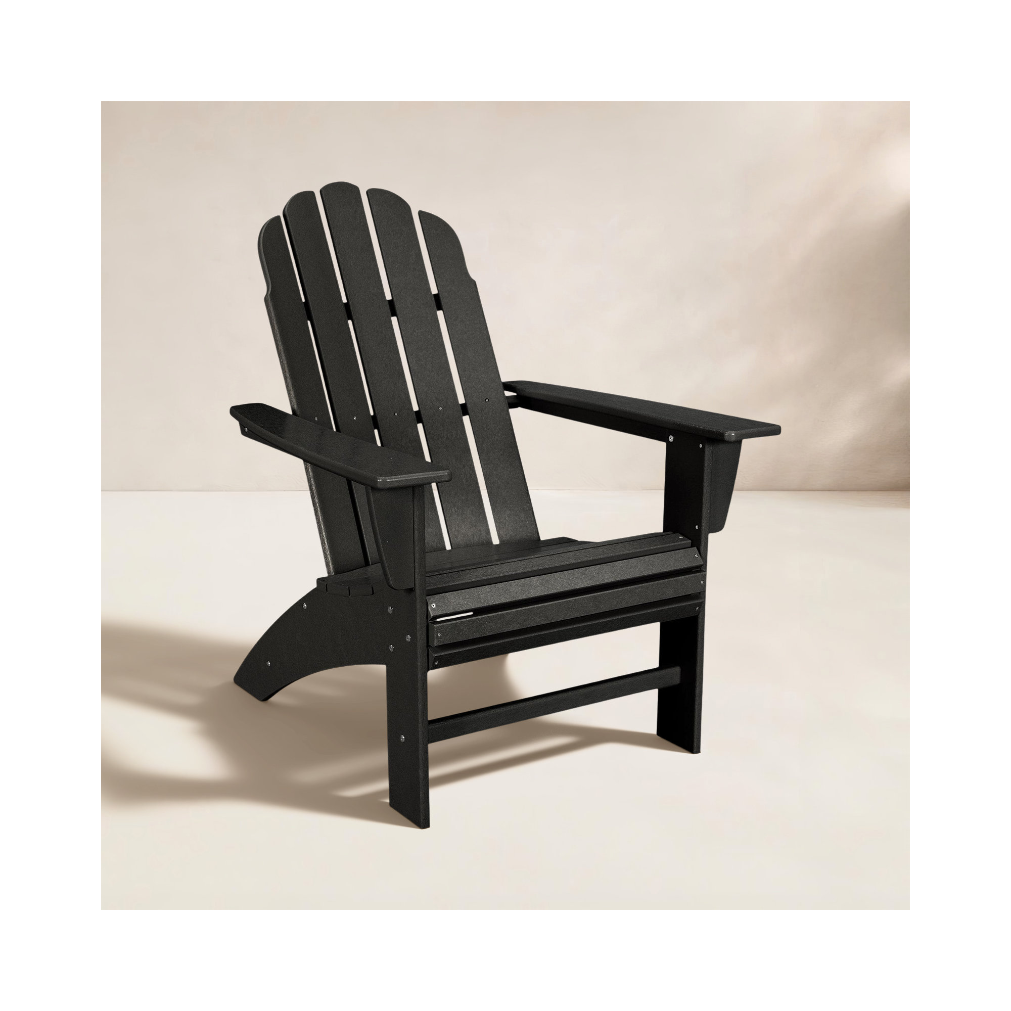 POLYWOOD Vineyard Curveback Resin Adirondack Chair, Black