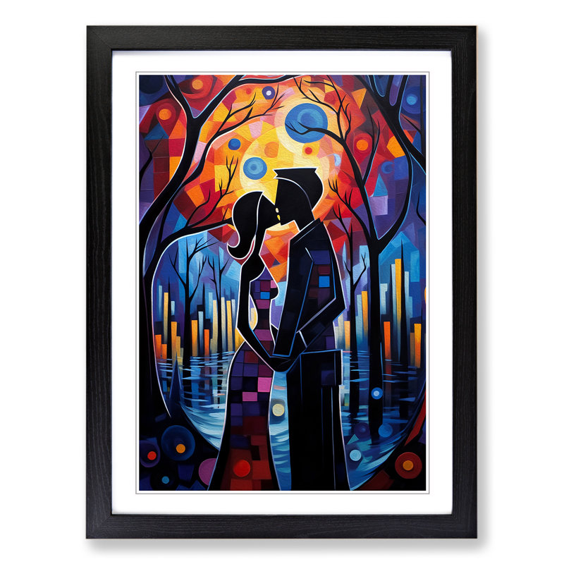 Lovers Expressionism - Framed Print, Black , 46cm H x 34cm W x 2cm D