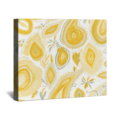 Toile tendue à motif cachemire jaune en plusieurs tailles