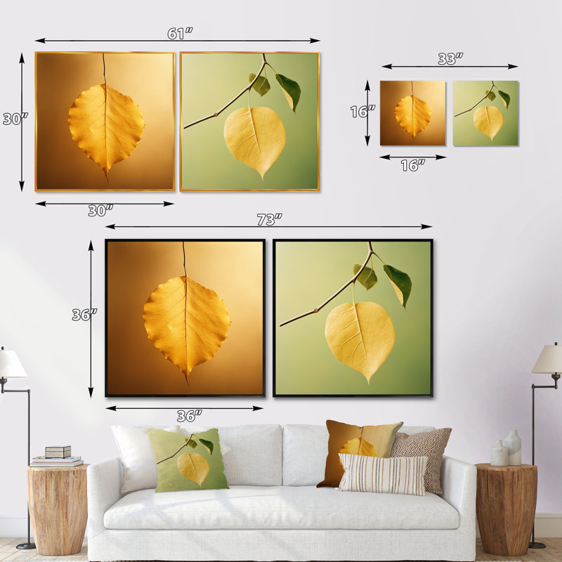 Ensemble de 2 feuilles de collage zen, Cadre flottant noir, H 16 po x l 33 po