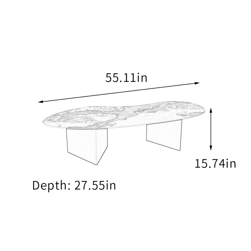 Table basse en ardoise Simplicity Home Creativité, 15.74" H x 55.11" L x 27.55" W, Blanc / Taupe