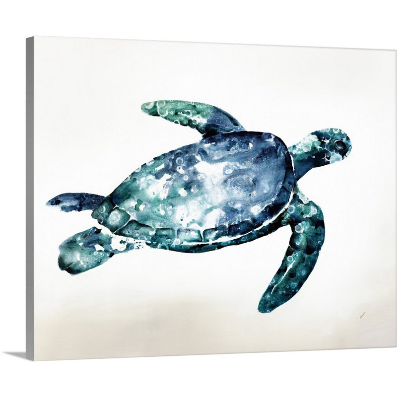 « sea tortue », peinture sur toile, Toile tendue, H 16 po x l 20 po x p 1,25 po