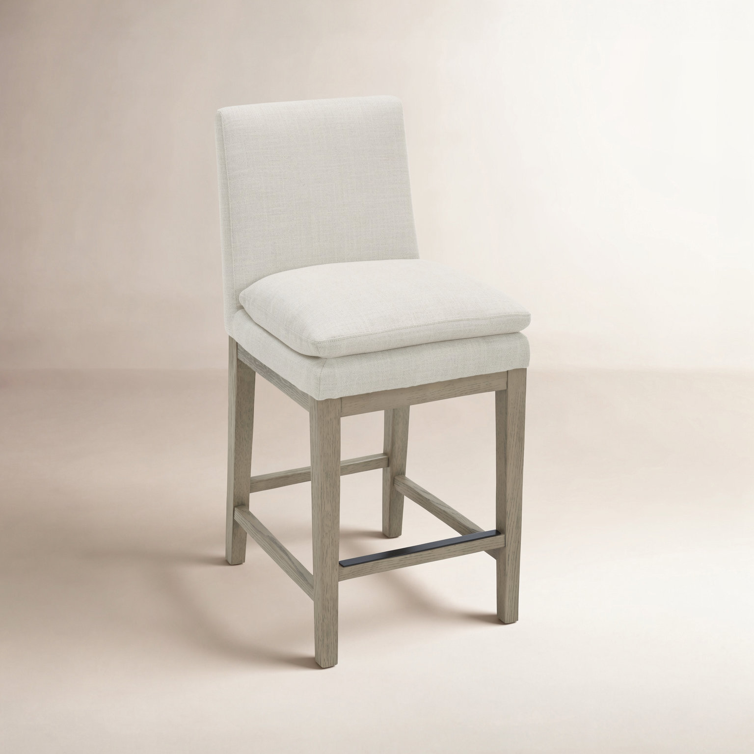 Bethea Upholstered Counter Stool, Effie Linen Performance Linen