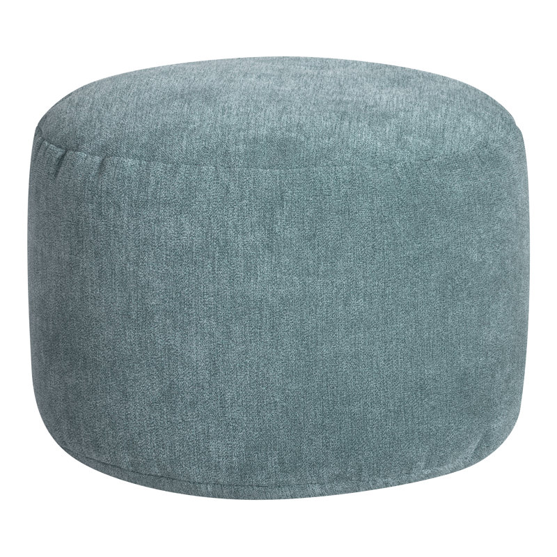 Dotcom Alfa 20" Wide Round Pouf Ottoman, Petrol
