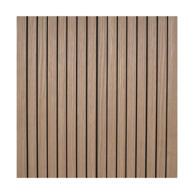 4Ft X 4Ft Unfinished White Oak Veneer Tambour Wall Panel With 3/4" Black 30-Degree Groove Slats, Flexible