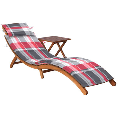 Chaise longue simple en acacia 16 po avec coussins et table Najar