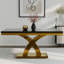 Ensemble de 7 magnifiques tables de salle à manger en faux marbre et or avec 6 chaises blanches Boucle-1083911901-1083911905-1083911900