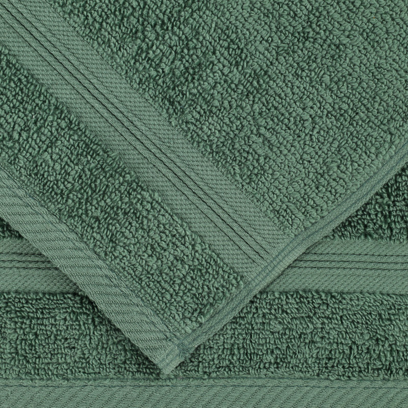 Smart Dry Zero Twist Cotton Medium Weight 12 Piece Assorted Towel Set, Forest Green