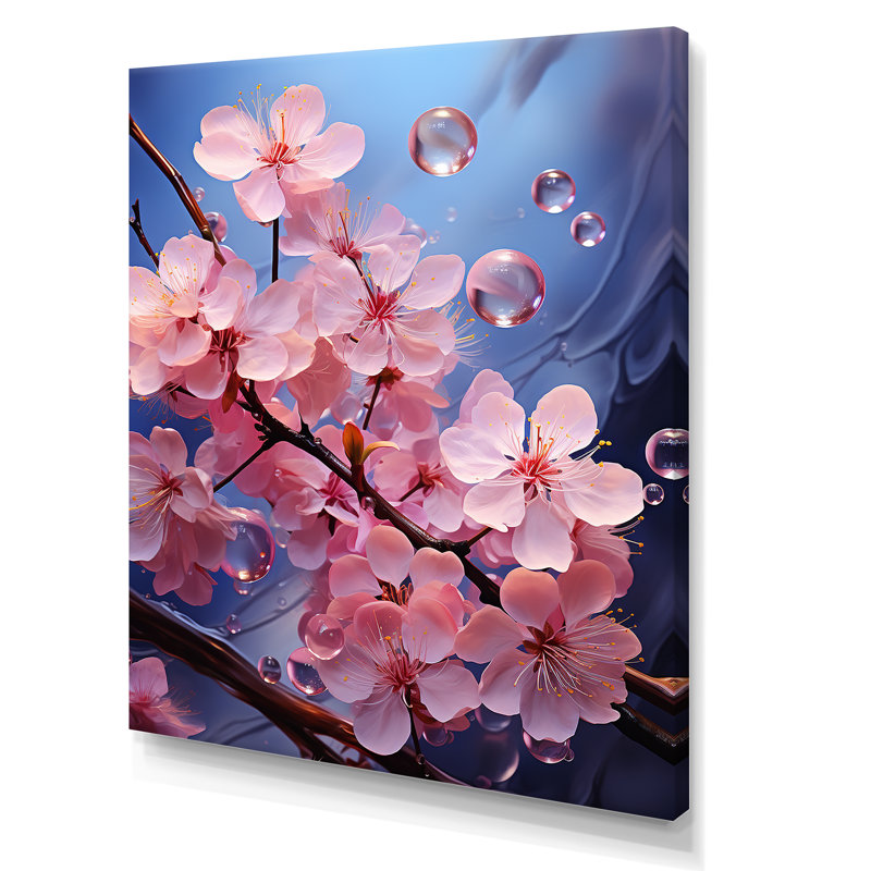 Fleur de cerisier rose, joyau de jardin IV - art mural cerisier en fleurs, Toile tendue, H 20 po x l 12 po x P 1 po