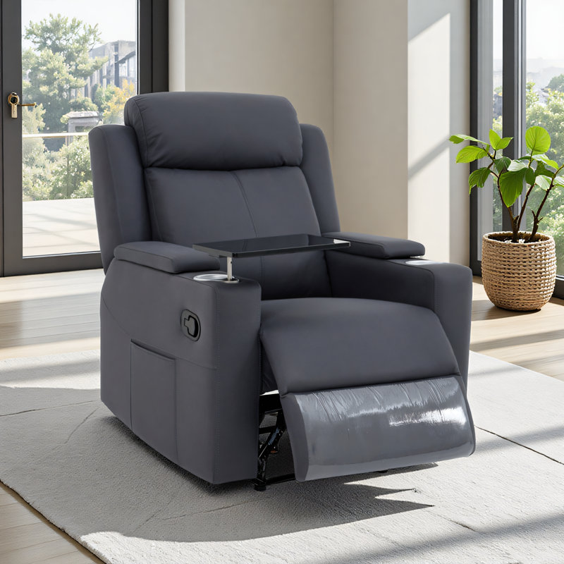 Upholstered Home Theater Recliner Sofa Seat, Graphite Gray