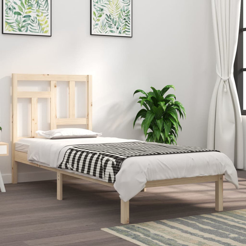 Bed Frame Solid Wood, European Double (140 x 200cm), Natural