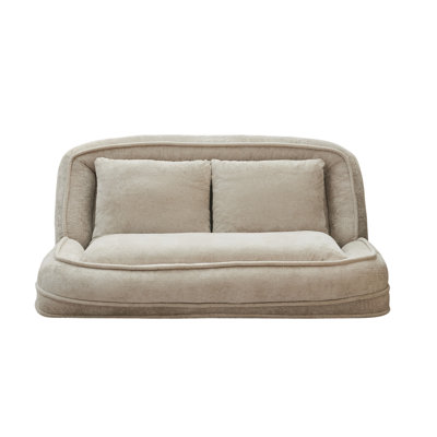 Extra Large Chenille Double Human Dog Bed Loveseat Floor Couch with Adjustable Positions for Couples and Pets Beige