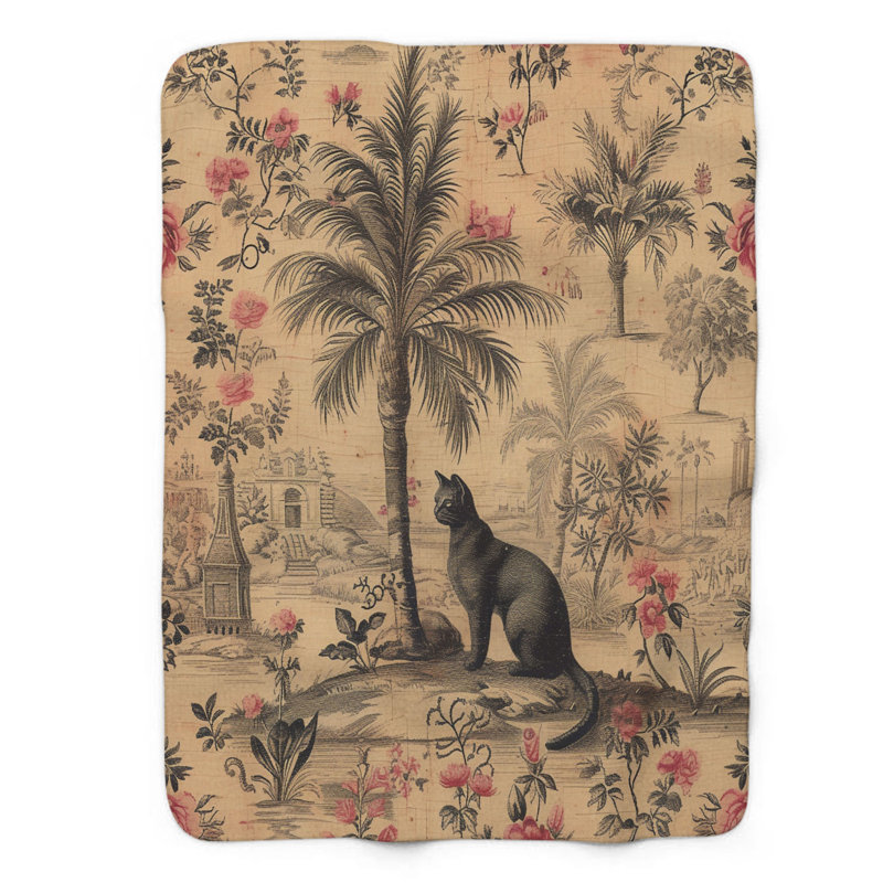 Feline Elegance - Couverture sherpa de qualité supérieure 1 pièce, Grand lit