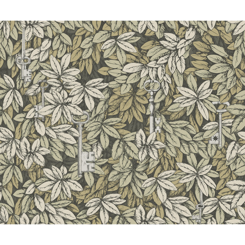 Floral Wallpaper Roll, Gilver/Gold