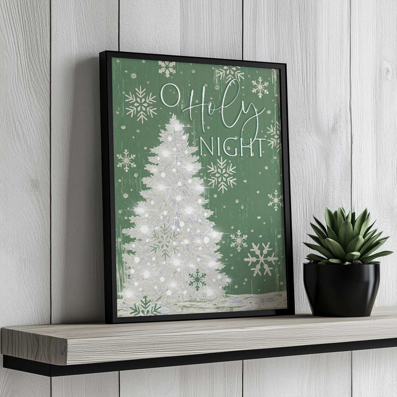 «O Sainte nuit, arbre de Noël» par Annie Lapoint, reproduction d'art, L 18 po x H 24 po, Noir, Impression encadrée