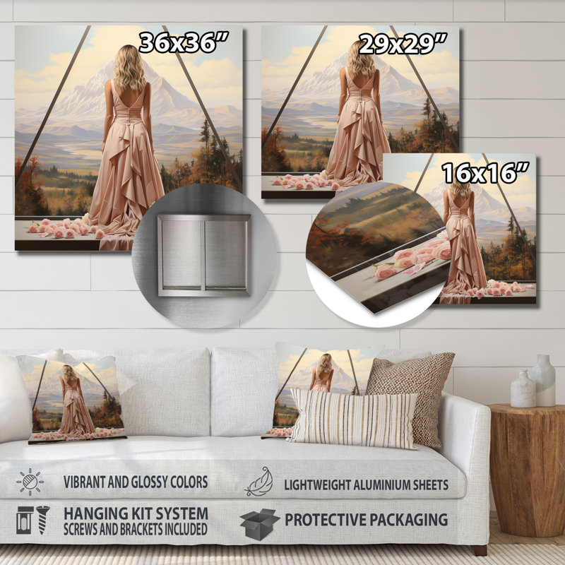Crystal Visions Woman Meditation Landscape - mode, art mural en métal, H 16 po x l 16 po