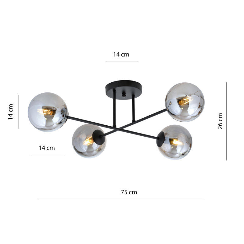 Georgianne 4 - Light Sputnik Chandelier, Grey