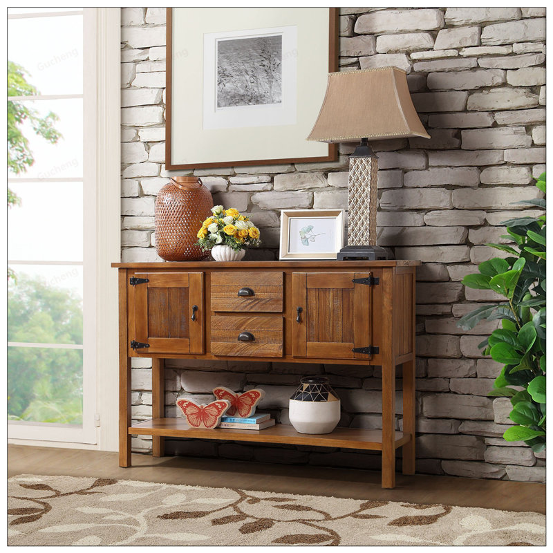 Buffet Retro 46,5, table de vestibule, console, buffet avec tablette inférieure, Brun