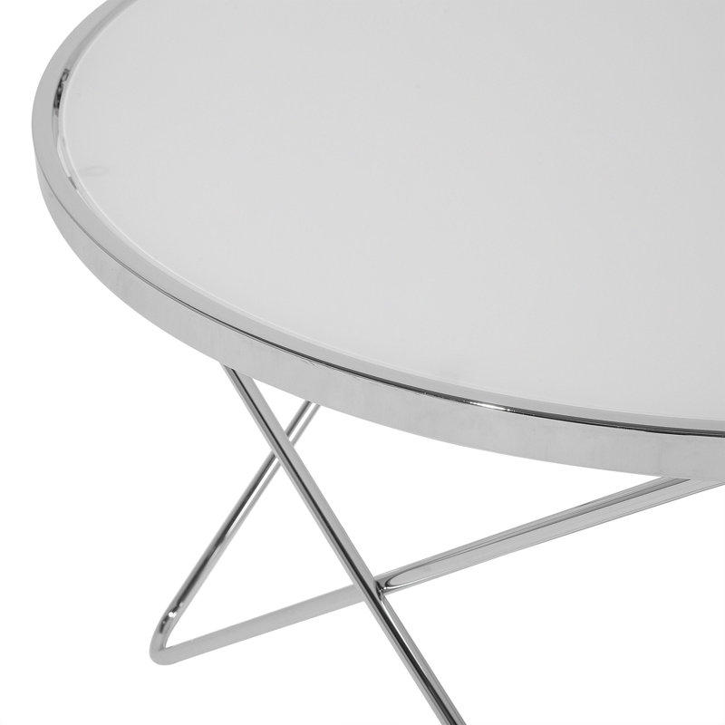 Colton Cross Legs Coffee Table, Silver/White