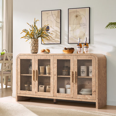 Stylish Arched Sideboard - Tempered Glass Doors For Versatile Storage