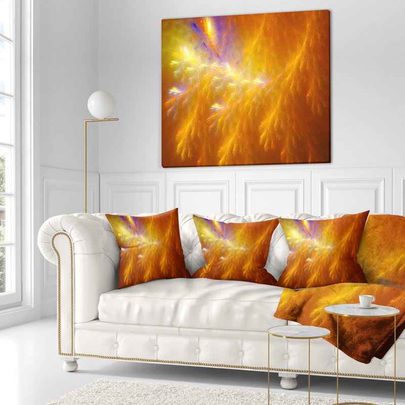 Mystic Yellow Thunder Sky - coussin imprimé abstrait, 16 po x 1 po, Coussin décoratif, Jaune
