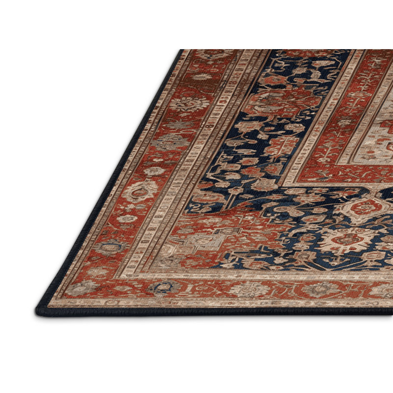 Machine Washable Turkish Brown Area Rug, Rectangulaire 7 pi x 10 pi