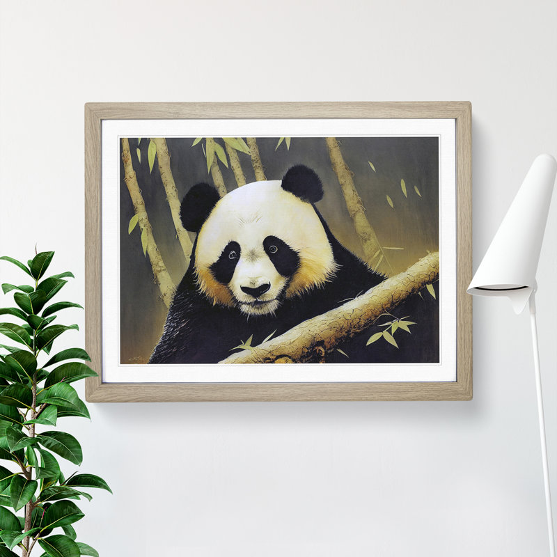 Sparkling Panda - Framed Print, 34cm H x 46cm W x 2cm D, Oak