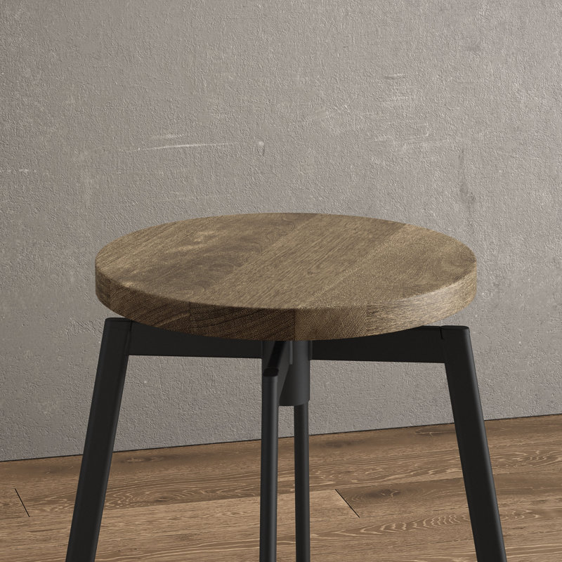 Tabouret de bar et de comptoir pivotant en bois massif Katerinka, Beige, Tabouret de bar (siège d'une hauteur de 29,50 po)