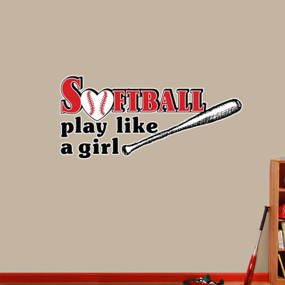 Décalcomanie murale softball play like a fille