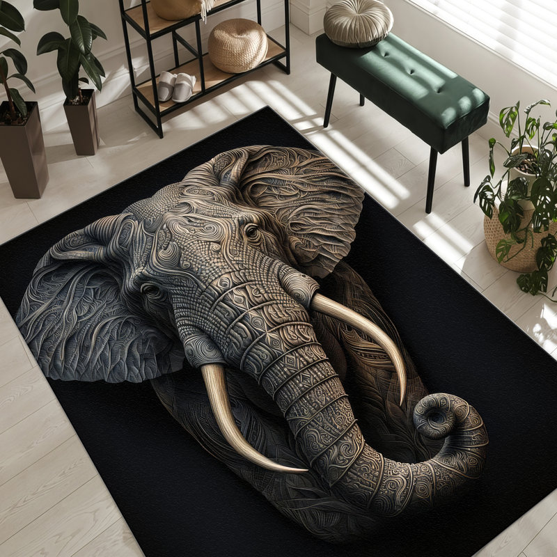 Abstract Geometric Design Non Woven Soft Type Printed Rug for Living Room and Bedroom Décor, Rectangle 2'8" x 3'11"