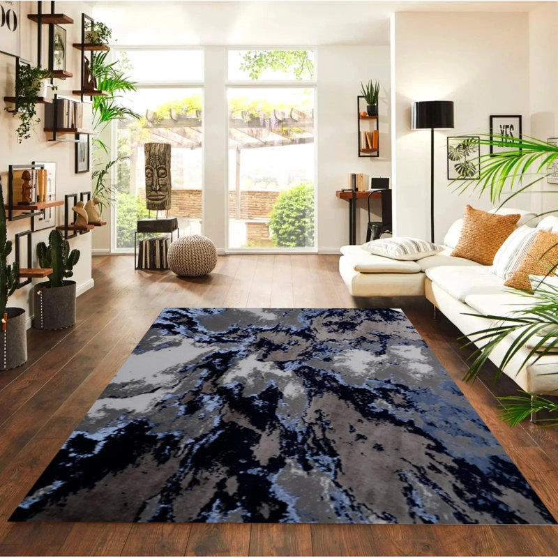 Long Hallway Anti Slip Door Mats Bedroom Rugs Kitchen Carpet Floor Mat, Navy, Rectangle 160 x 230 cm