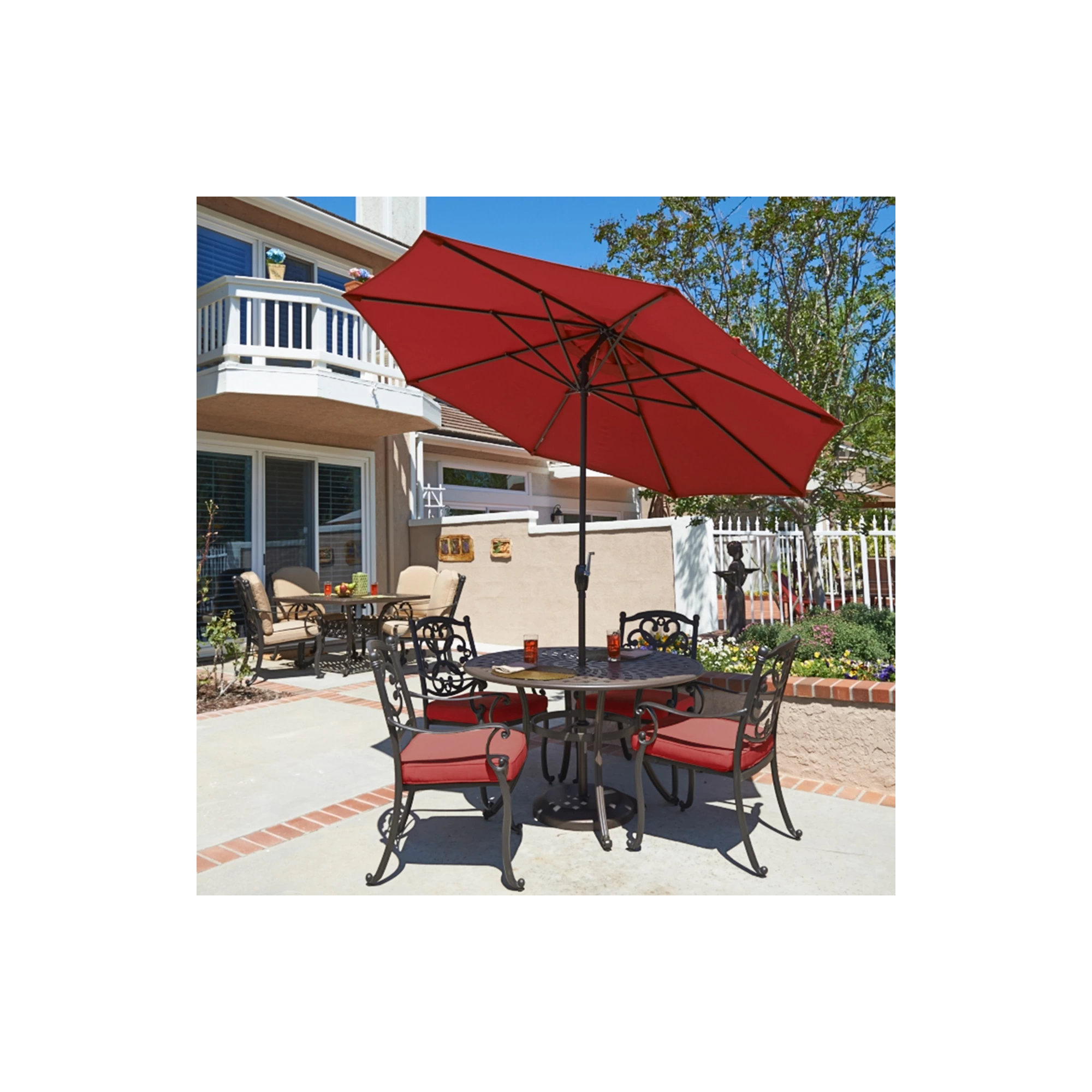 Stevie 108'' Outdoor Umbrella, Red- Olefin