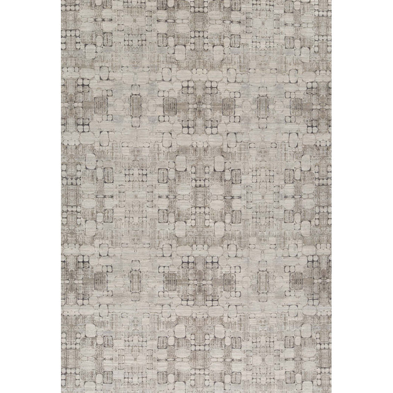 Tapis gris et argent noué à la main de haute qualité