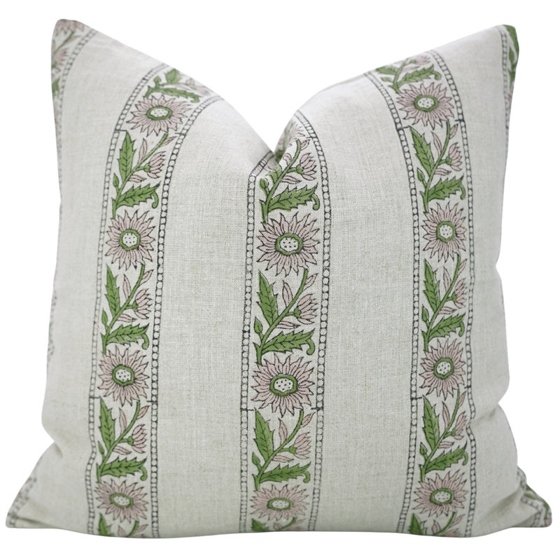 Housse de coussin imprimée à la main Fabividine - Élégant coussin décoratif pour la maison, khush, rose