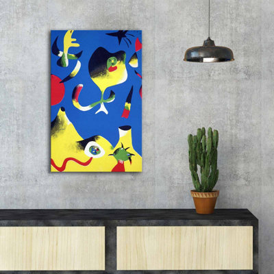 Stunning Decorative Canvas Painting by Joan Miro, 17.7 x 27.6 inches | 100% Suede Canvas, 100% Wood Frame (Thickness: 1.2 inches) | Perfect for Living Room, Office Decor & Art Lovers, Unique Modern Design