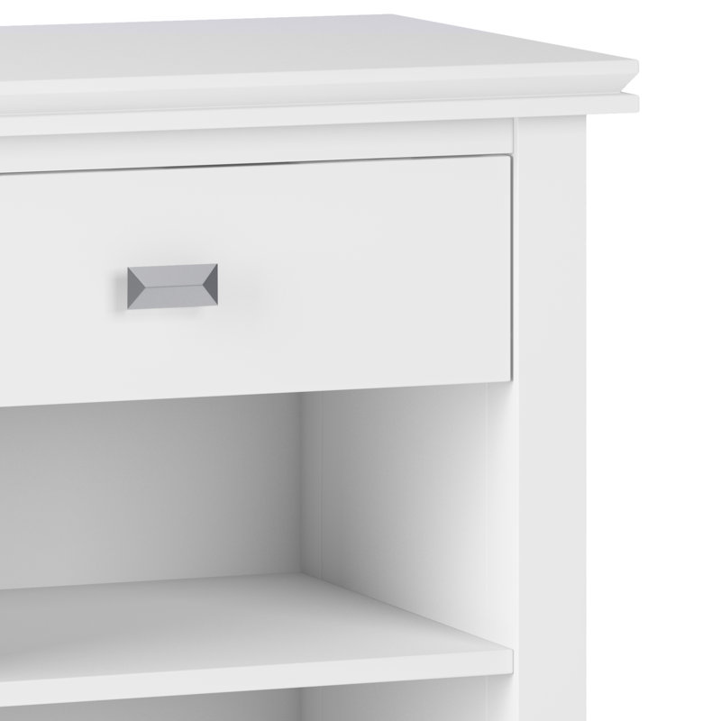 Table de chevet transitionnelle en bois massif 24 po Hollis en blanc (ensemble de 2), Blanc