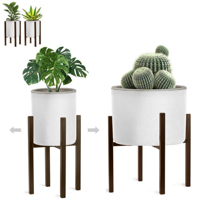 Sorbus Adjustable Plant Stand - Flower Pot Holder, Planter Stand - Plant & Pot NOT INCLUDED - Brown, Set of 2