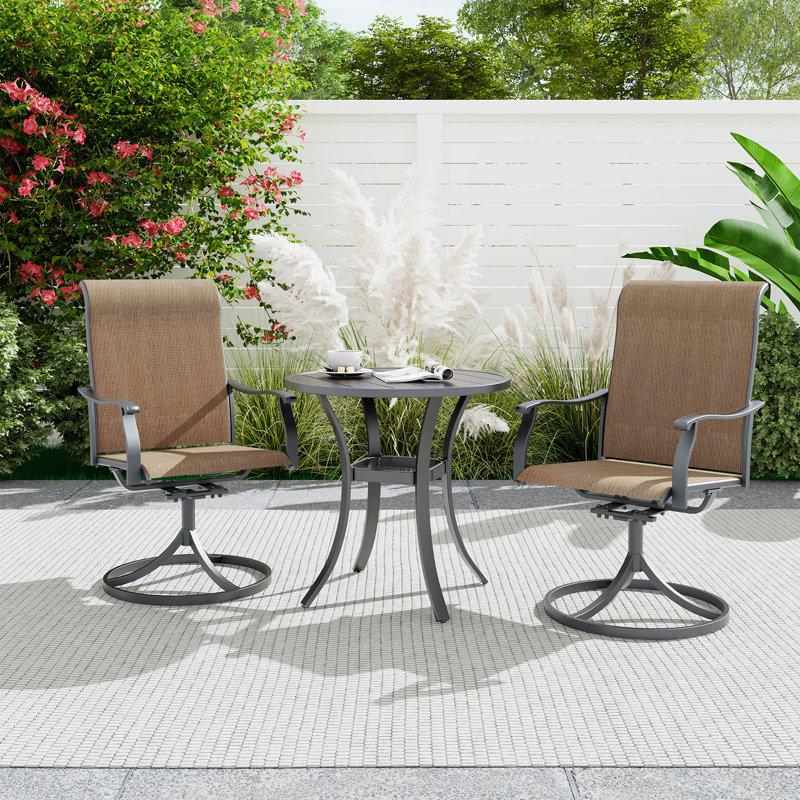 2 - Person Metal Patio Dining Set With Round Table, Black/Yellow