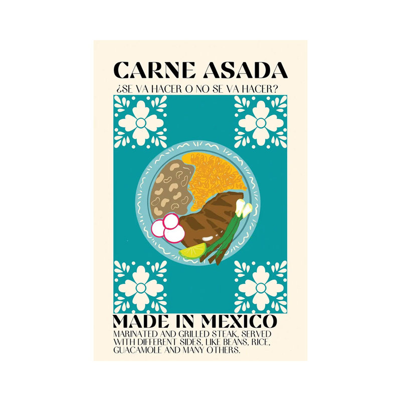 Carne Asada - reproduction d'art murale - toile encadrée, H 18 po x l 12 po, Toile tendue, Ne s’applique pas