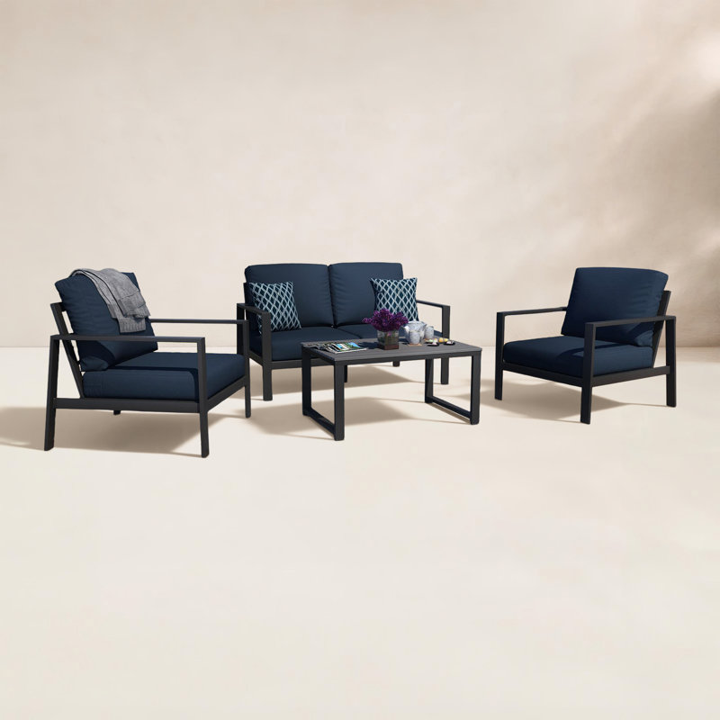 Townsend Sofa Seating Group with Sunbrella® Cushions, Canvas Navy Sunbrella® Canvas, Gray