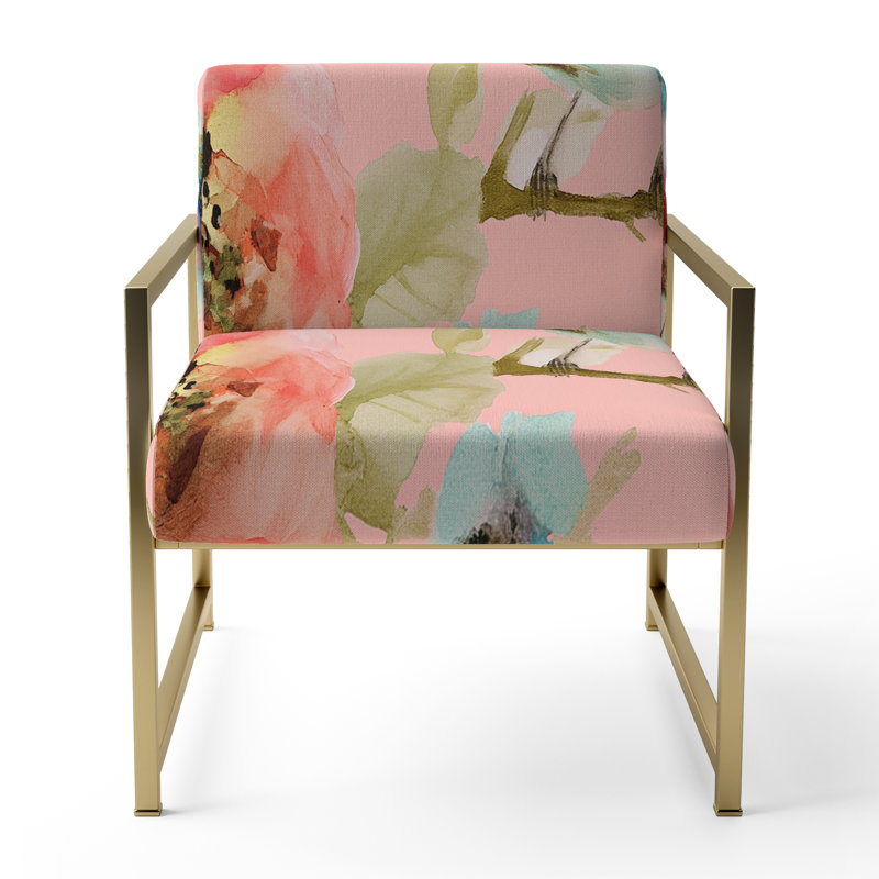 Fauteuil d'appoint rembourré Luft Beautiful Bird Romance I, Doré