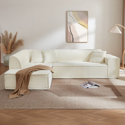 111" 2-Piece Modular Sectional Sofa With Deep Seat And Frameless Design