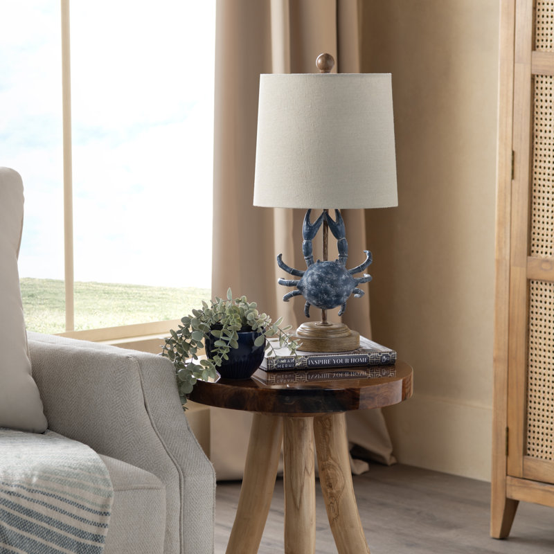 20.25" Resin Table Lamp With Shade, Beige, Brown