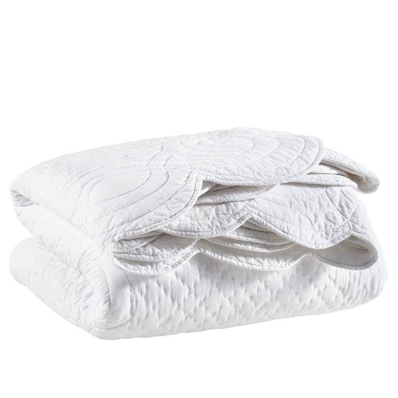 Power Shake Scallop White Quilt, Full/Queen Quilt